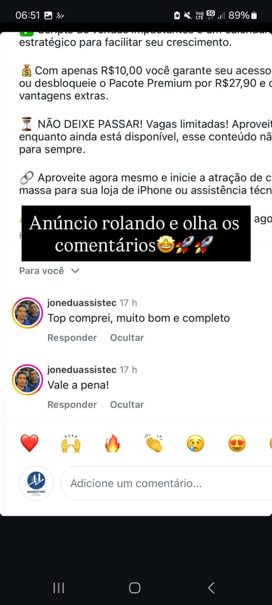 Depoimento de cliente satisfeito 1